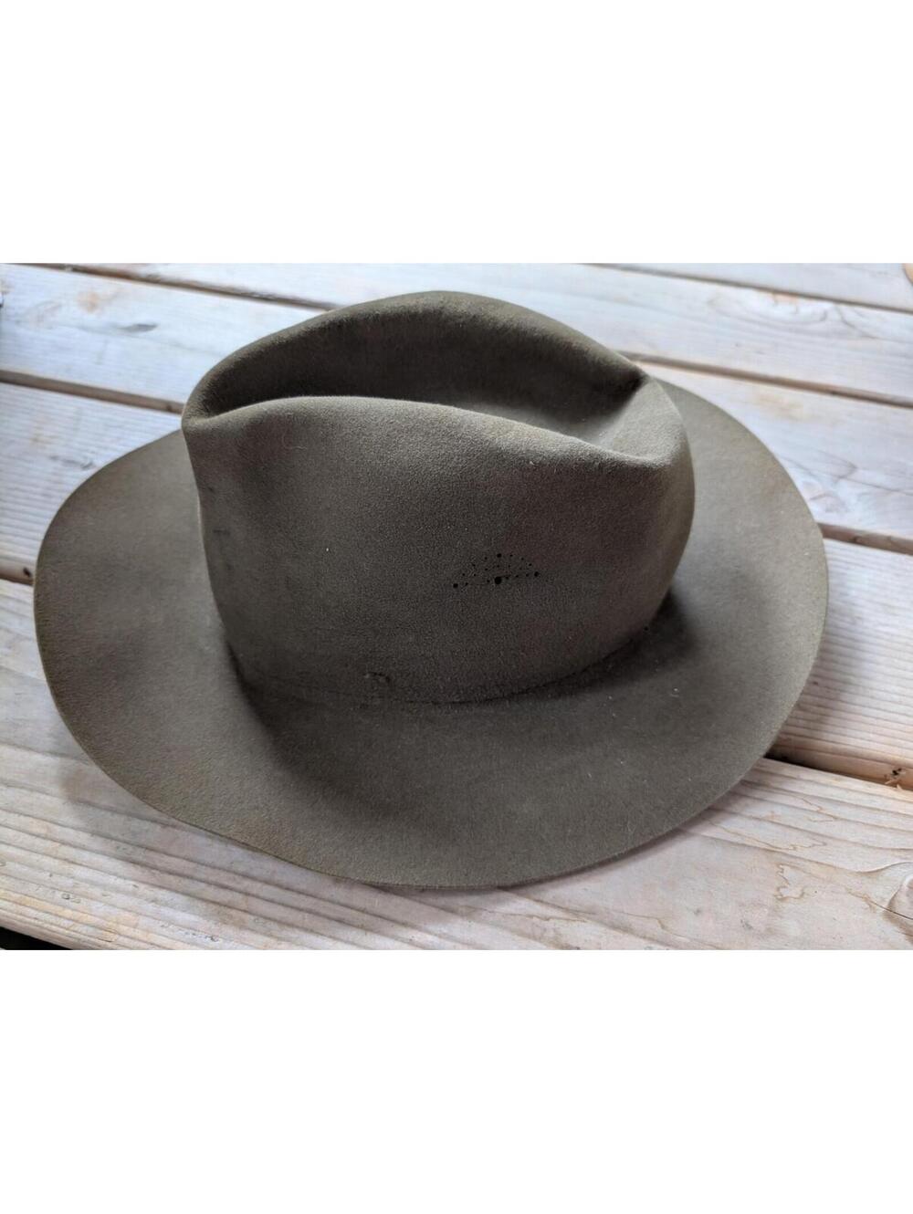 Vintage Akubra Imperial Quality Pure Fur Felt Olive Greenish Brown Men's Hat